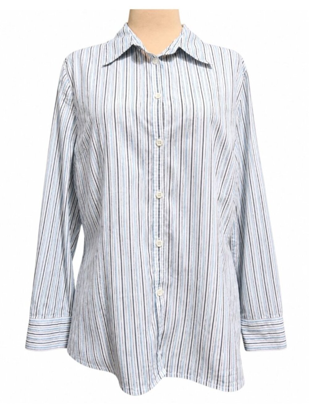 East 5th Plus Size 18 Striped Button Up Shirt Blue White Office Workwear Top